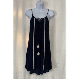 Trixxi Sundress Juniors Size Medium Navy with lace-up front & adjustable straps